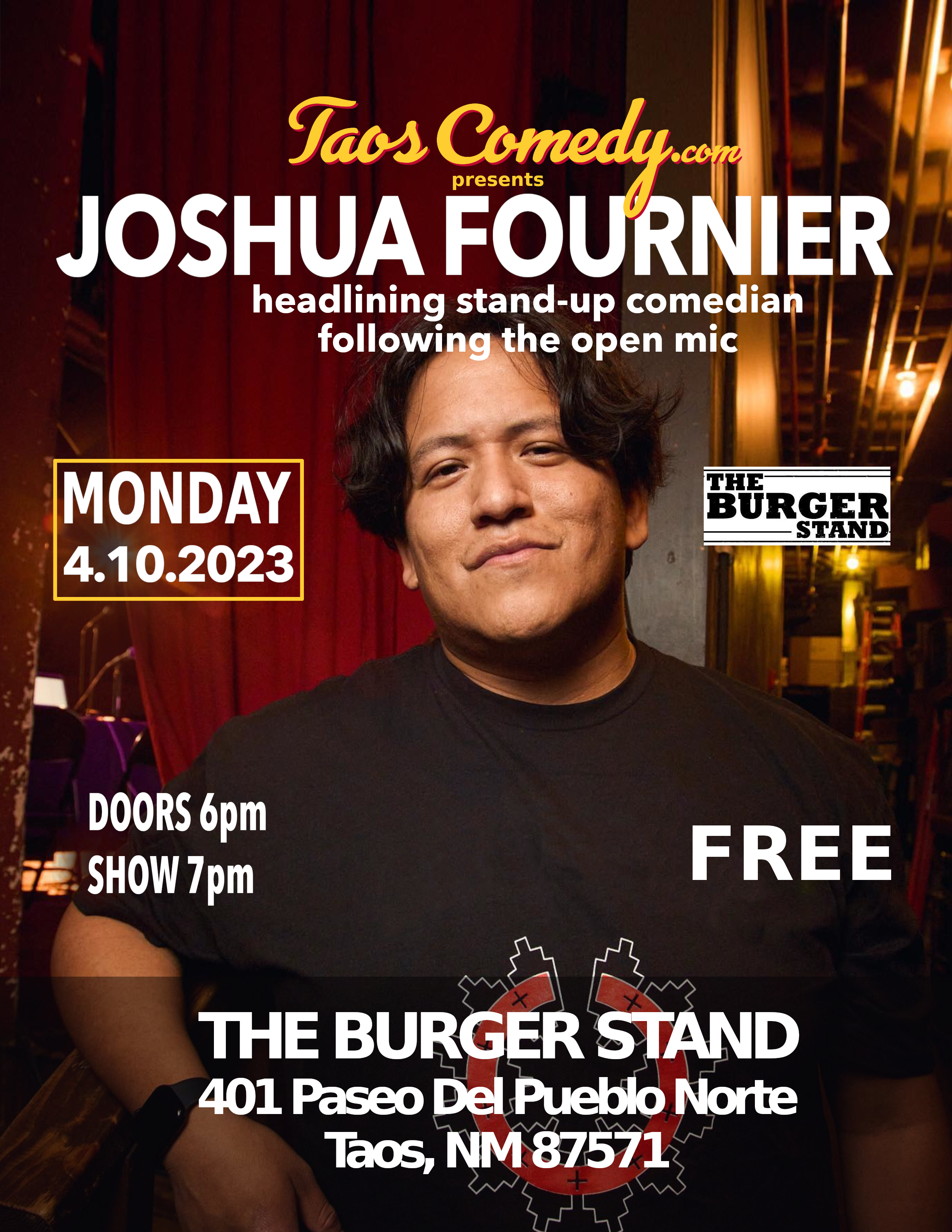 Joshua Fournier headlining after the open mic at The Burger Stand 4/10/2023