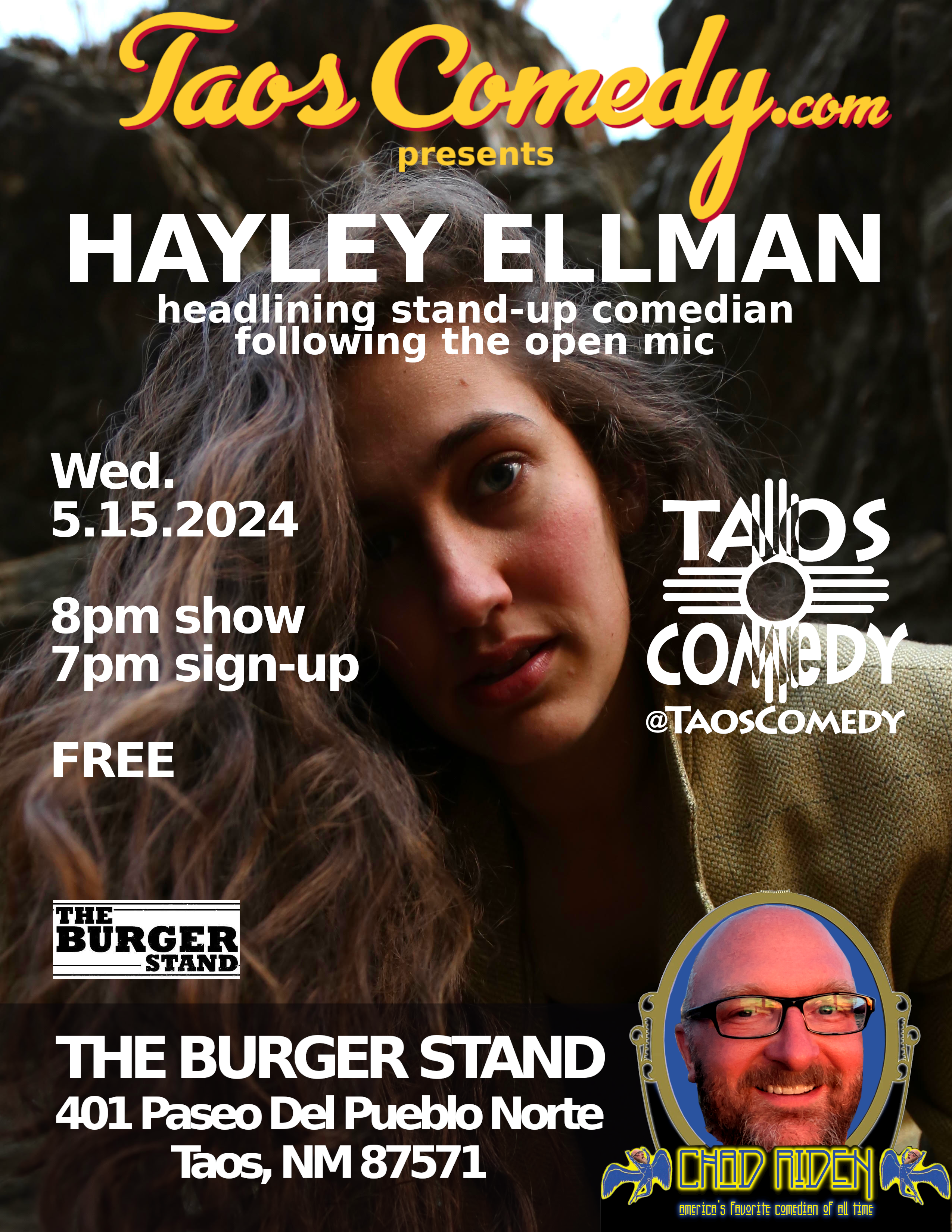 Hayley Ellman headlines the open mic at The Burger Stand at Taos Ale House 5/15/2024